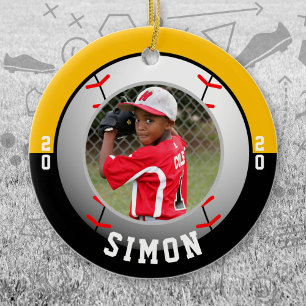 Baseball Black Gold Team Colours Ceramic Ornament