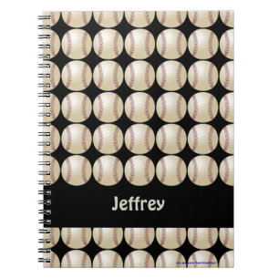 Baseball Black Personalized Notebook