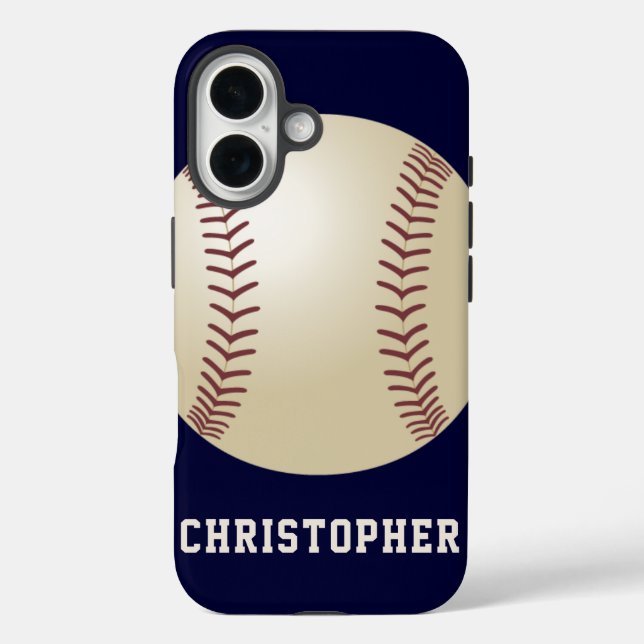 Baseball, Blue, Name,  Case-Mate iPhone Case (Back)