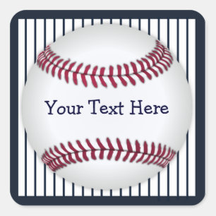 Baseball Blue Pin Stripes Personalized Square Sticker
