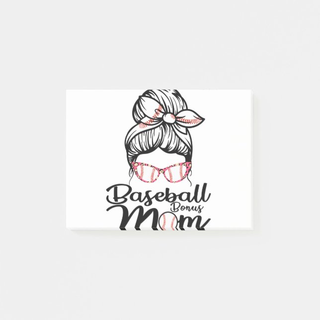 Baseball Bonus Mom Funny Softball Mom Shirt Mother Post-it Notes (Front)
