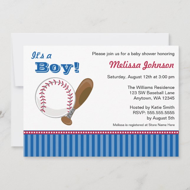 Baseball Boy Baby Shower Invitations (Front)
