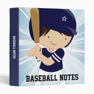 Baseball Boy Batter in Blue and White Binder
