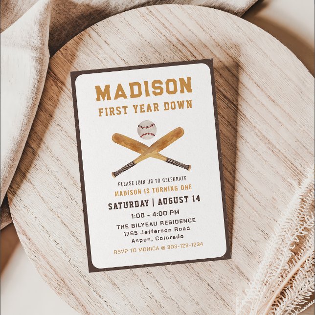 Baseball Boy First 1st Birthday Invitation (Creator Uploaded)