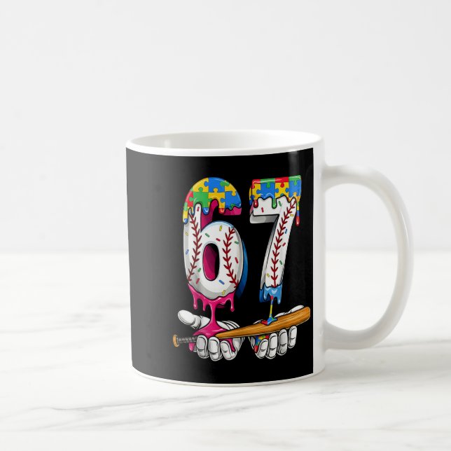 Baseball Boy Puzzle Ice Cream Drip Baseball Autism Coffee Mug (Right)
