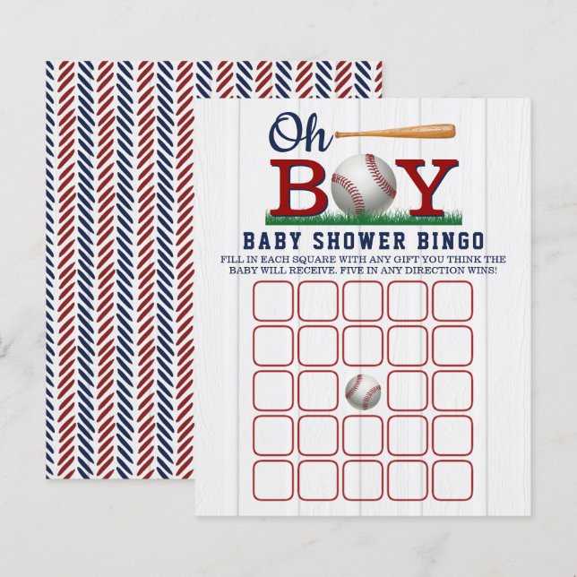 Baseball Boys Baby Shower Bingo (Front/Back)