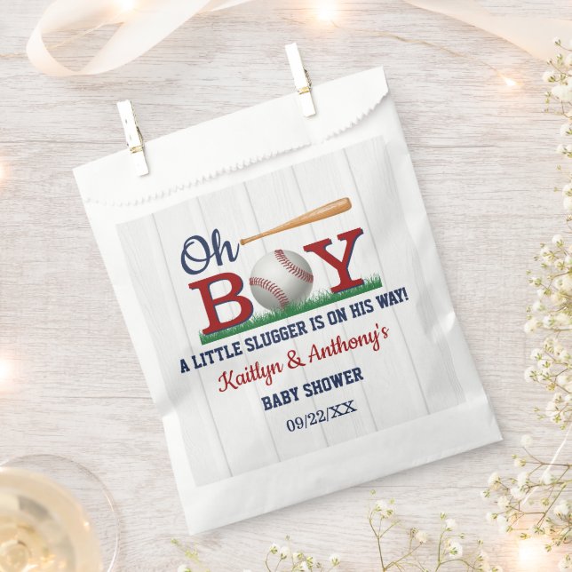Baseball Boys Baby Shower Favour Bag (Clipped)