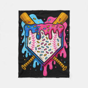 Baseball Boys Ice Cream Drip Baseball  Fleece Blanket