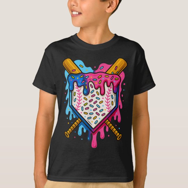 Baseball Boys Ice Cream Drip Baseball  T-Shirt (Front)