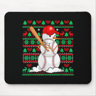 Baseball Boys Men Christmas Snowman Players Ugly X Mouse Pad