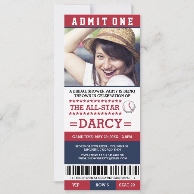 Baseball Bridal Shower Party Invites (Front)