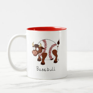 Baseball Bull Funny Kids Sports Two-Tone Coffee Mug