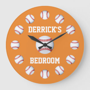 Baseball Cadmium Orange Exclusive Colour Design Large Clock