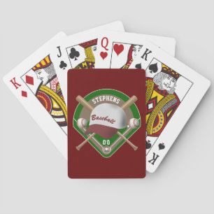 Baseball Cap Bats Diamond Personalized Name Number Playing Cards