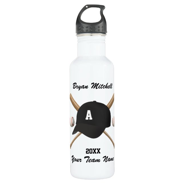 Baseball Cap Crossed Bats Name Liberty Bottle (Front)