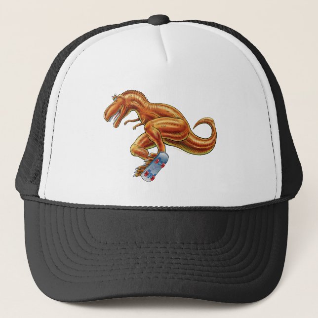 Baseball Cap T-rex on Skateboard (Front)
