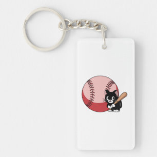 Baseball Cat Cartoon Keychain