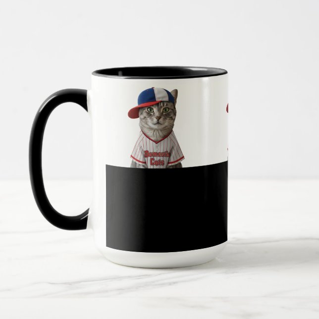Baseball Cat, Katze mit Basecap und Baseball Shirt Mug (Left)