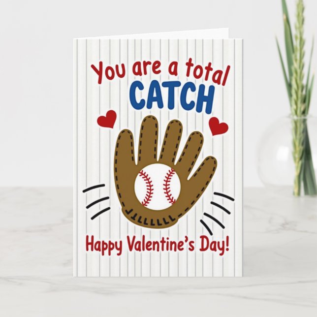 Baseball Catch Valentine Card (Front)