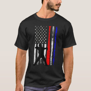 Baseball Catcher 4th of July American Flag Patriot T-Shirt