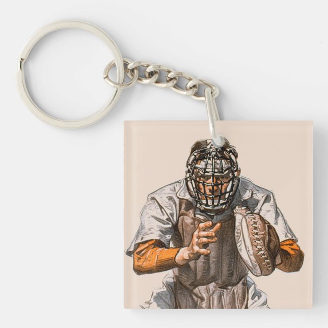 Baseball Catcher Keychain (Front)