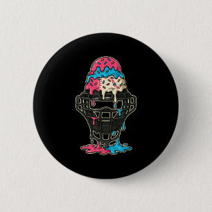 Baseball Catcher Mask Ice Cream Drip Baseball Boys 2 Inch Round Button