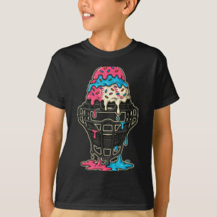 Baseball Catcher Mask Ice Cream Drip Baseball Boys T-Shirt