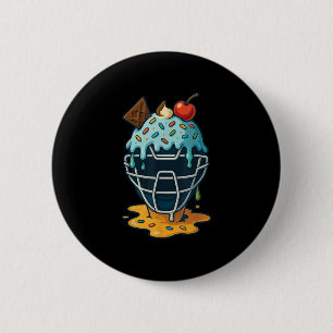 Baseball Catcher Mask Ice Cream Drip Sprinkles Des 2 Inch Round Button