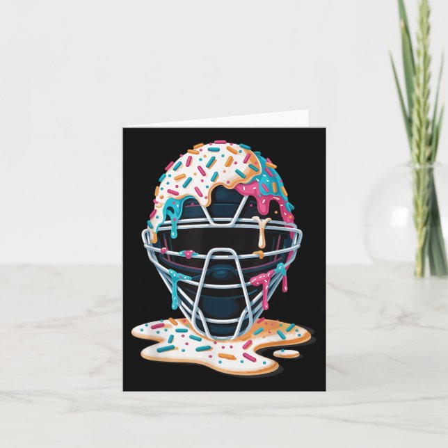 Baseball Catcher Mask Ice Cream Dripping Baseball  Card (Front)