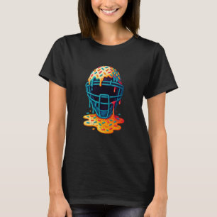 Baseball Catcher Mask Ice Cream Dripping Baseball  T-Shirt