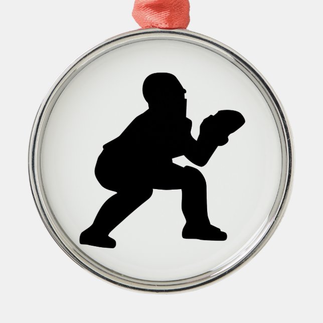 Baseball catcher metal ornament (Front)