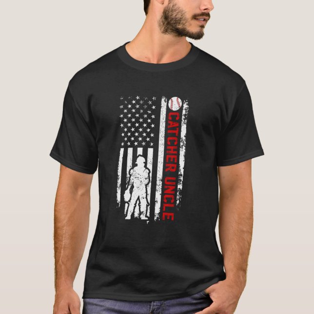 Baseball Catcher Uncle Of A Baseball Catcher US Fl T-Shirt (Front)