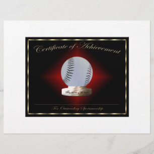 Baseball Certificate of Achievement