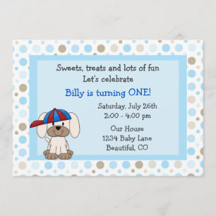 Baseball Chiot 1er Anniversaire Invitation pour Ga
