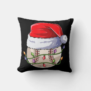 Baseball Christmas Boys Apparel, Fun Christma Sant Throw Pillow