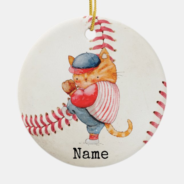 Baseball Christmas  Ceramic Ornament (Front)