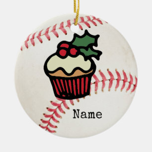 Baseball Christmas Ceramic Ornament