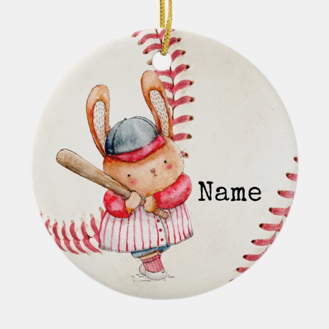 Baseball Christmas  Ceramic Ornament (Front)