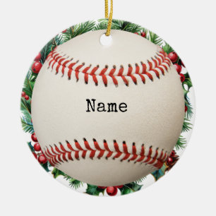 Baseball Christmas  Ceramic Ornament
