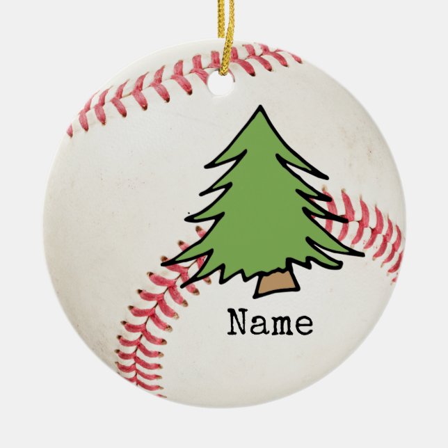 Baseball Christmas  Ceramic Ornament (Front)
