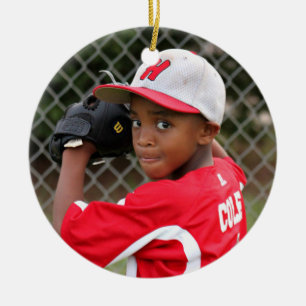 Baseball Christmas Custom Photo Ceramic Ornament