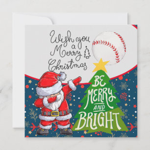 Baseball Christmas Dabbing Santa Claus for Player Holiday Card