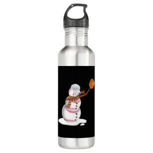 Baseball Christmas Dubbing Snowman Gift Mom or Dad 710 Ml Water Bottle