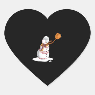 Baseball Christmas Dubbing Snowman Gift Mom or Dad Heart Sticker