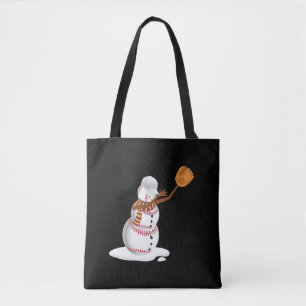 Baseball Christmas Dubbing Snowman Gift Mom or Dad Tote Bag