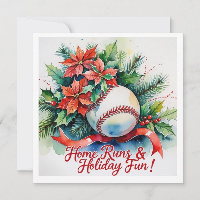 Baseball Christmas Festive Baseball Holiday Card (Front)