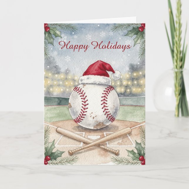Baseball Christmas Greeting Card (Front)