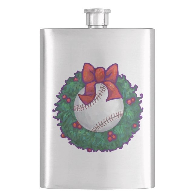 Baseball Christmas Hip Flask (Front)