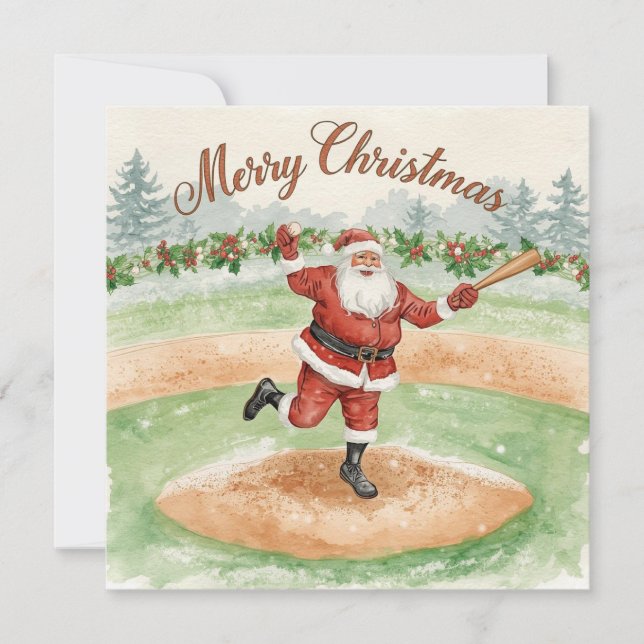 Baseball Christmas  Holiday Card (Front)