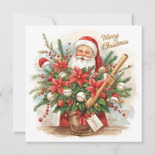 Baseball Christmas  Holiday Card (Front)